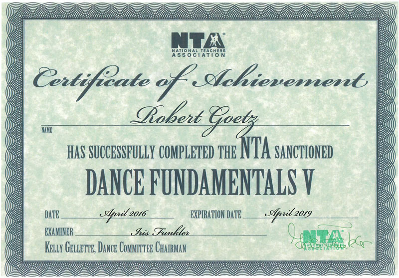 NTA Dance Fundamentals V Certificate