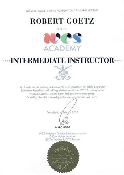 WCS Academy Certificate