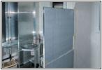 Shelter separation wall restroom and seating