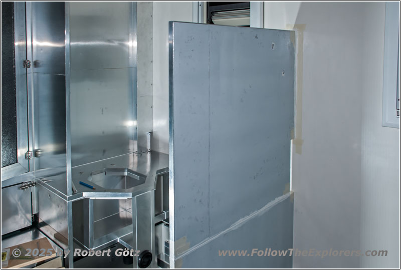 Shelter separation wall restroom and seating