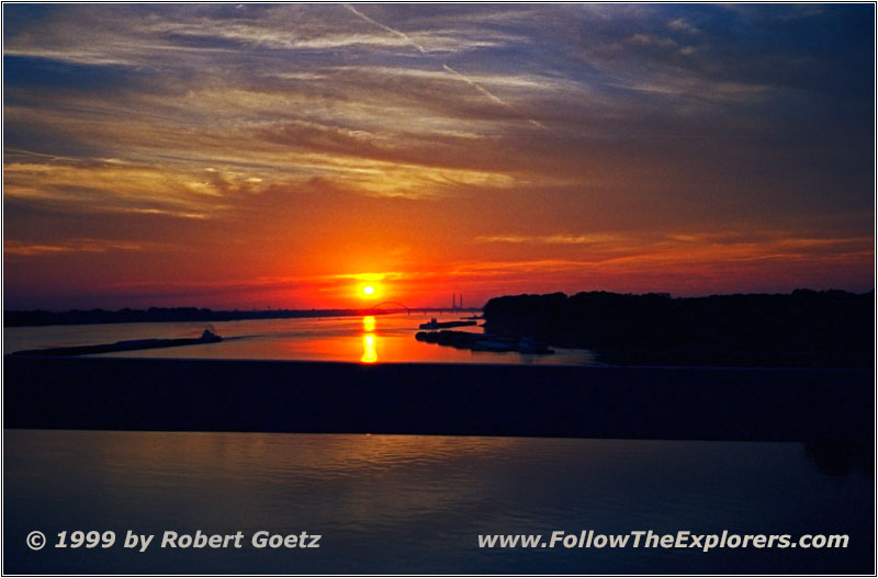 Sonnenuntergang Ohio River, Highway 45, Paducah