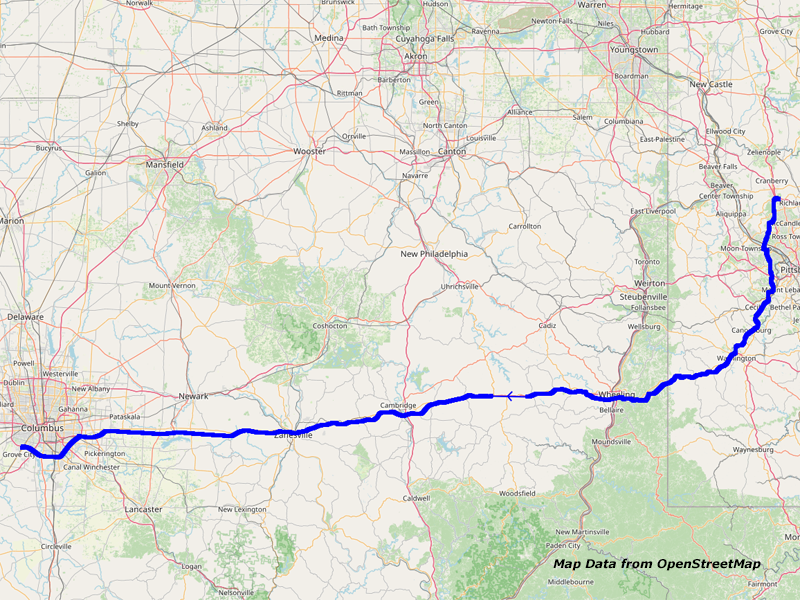 Map Pittsburgh to Columbus Map Pittsburgh to Columbus