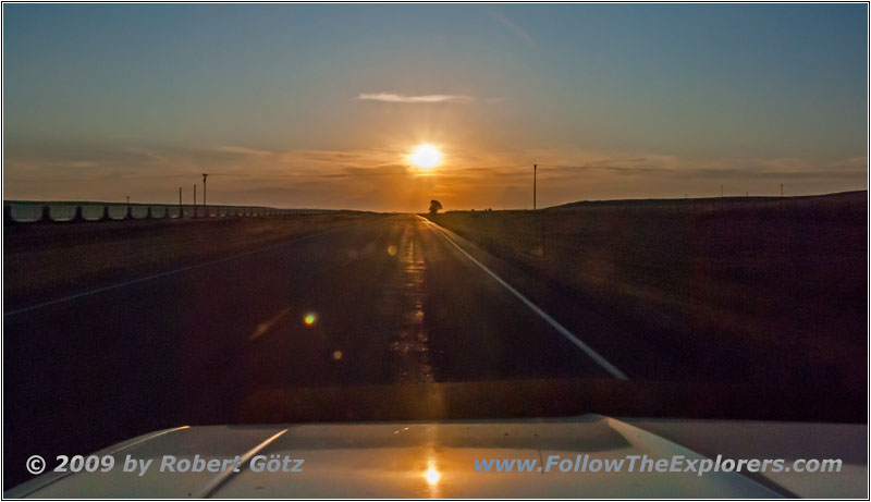 Sonnenuntergang, Highway 51, South Dakota