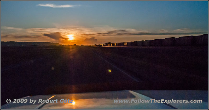 Sonnenuntergang, Highway 51, South Dakota