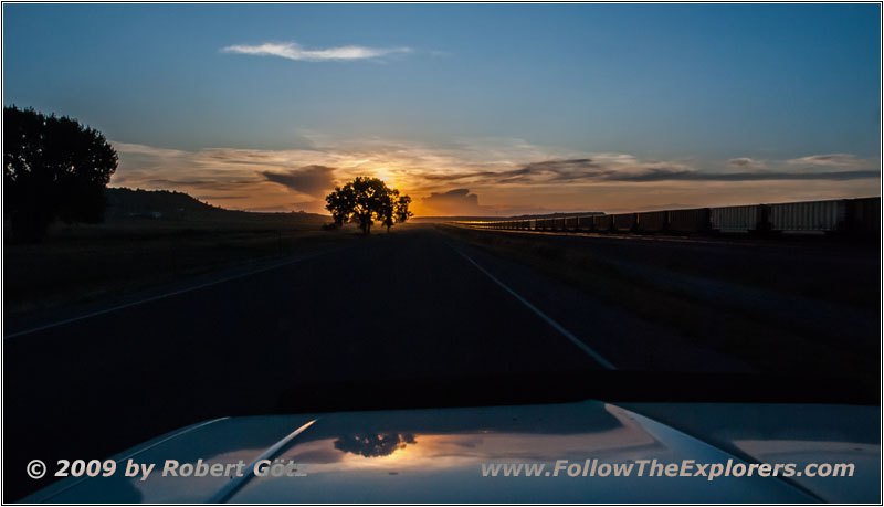 Sonnenuntergang, Highway 51, South Dakota