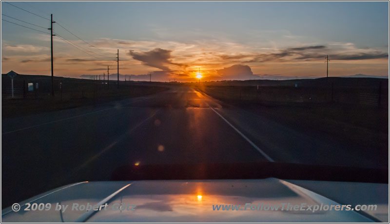 Sonnenuntergang, Highway 51, South Dakota