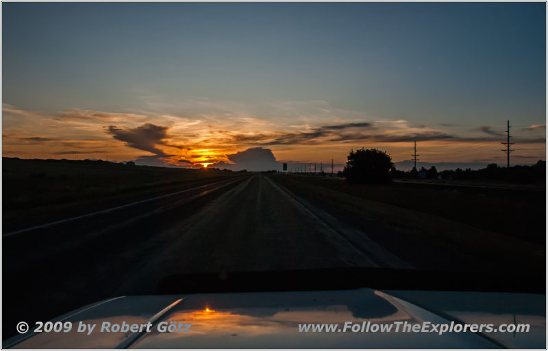 Sonnenuntergang, Highway 51, South Dakota