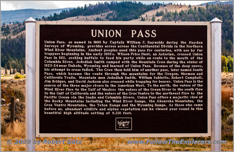 Highway 26/287, Historical Marker Union Pass, Wyoming Highway 26/287, Historical Marker Union Pass, Wyoming