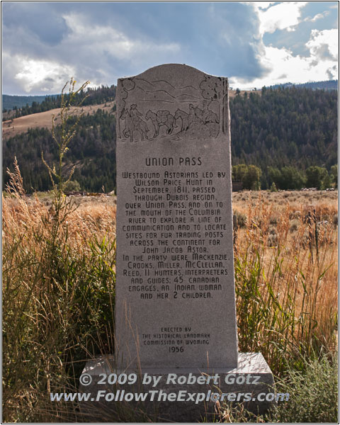 Highway 26/287, Historical Marker Union Pass, Wyoming Highway 26/287, Historical Marker Union Pass, Wyoming