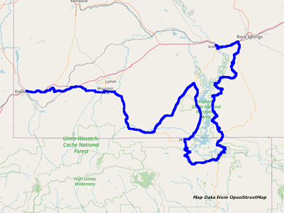 Map Green River to Evanston