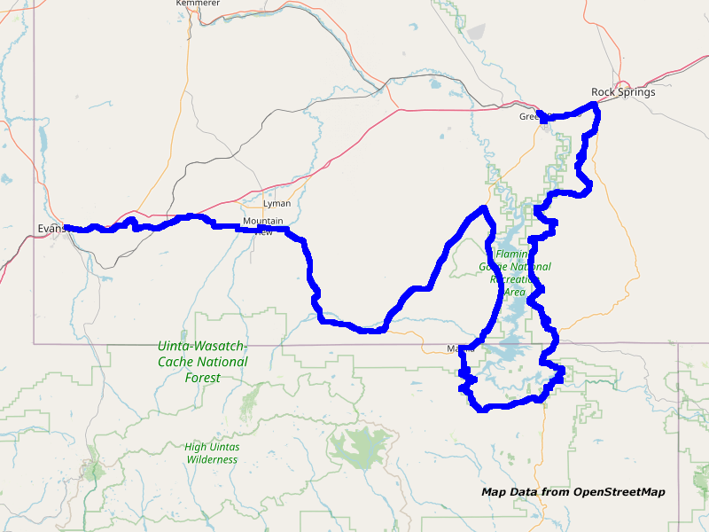 Map Green River to Evanston