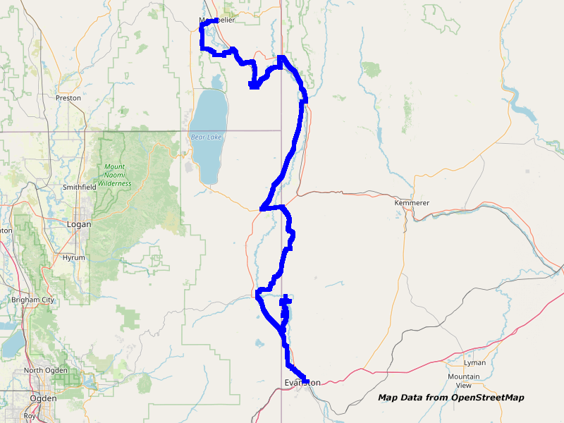 Karte Evanston nach Montpelier Karte Evanston nach Montpelier