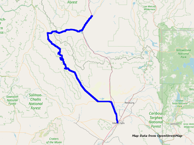 Karte Idaho Falls nach Dillon