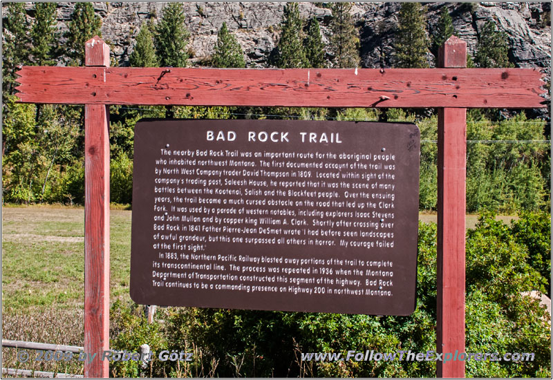 Highway 200, Marker Bad Rock Trail, MT