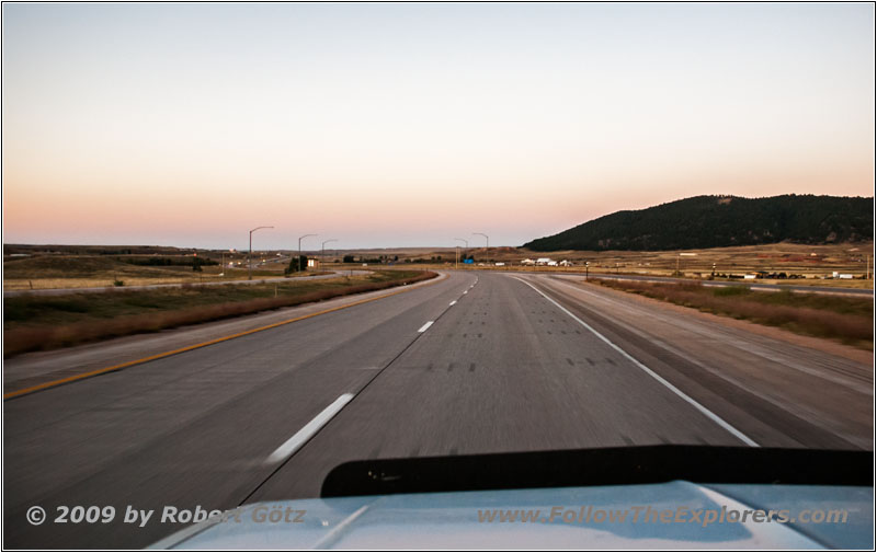 Sonnenuntergang Interstate 90, Wyoming
