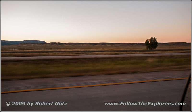 Sonnenuntergang Interstate 90, Wyoming