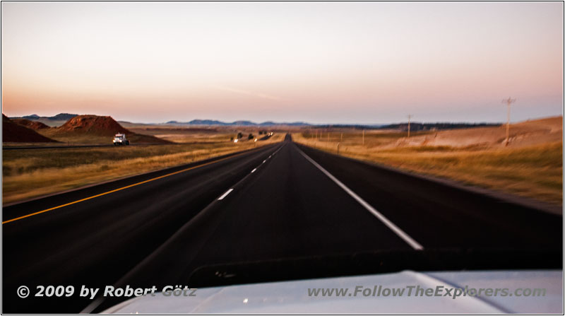 Sonnenuntergang Interstate 90, Wyoming