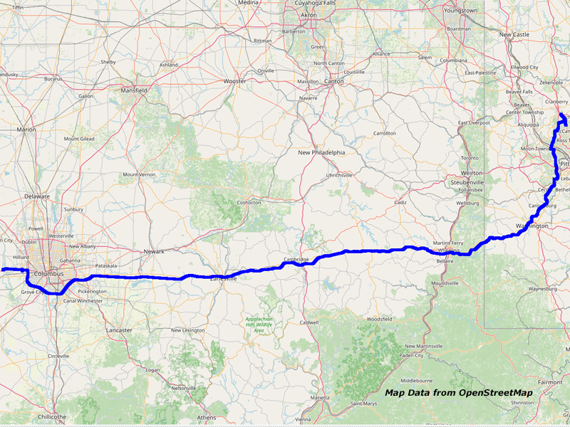 Map Columbus to Warrendale Map Columbus to Warrendale
