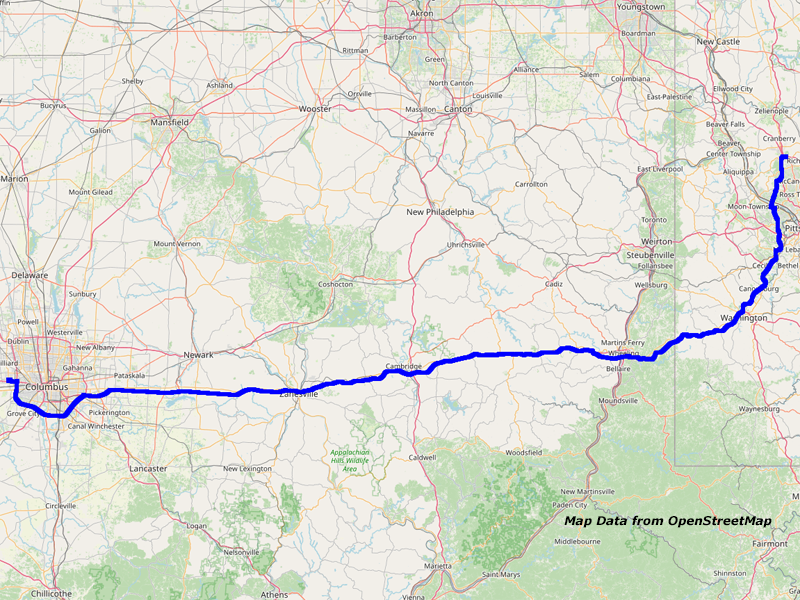 Karte Pittsburgh nach Columbus Karte Pittsburgh nach Columbus