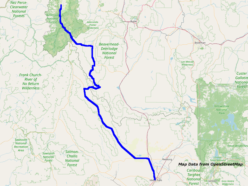 Map Hamilton to Idaho Falls