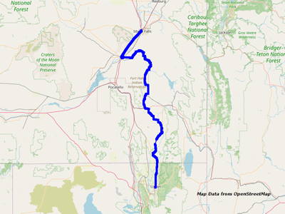Map Idaho Falls to Logan