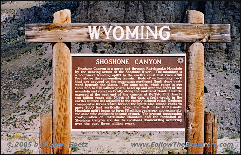 Gedenktafel Shoshone Canyon, Wyoming