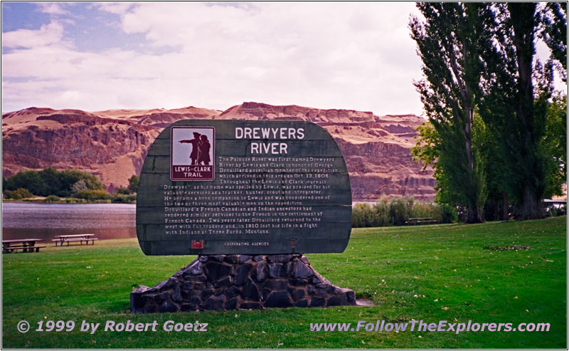 Drewyer Gedenktafel, Lyons Ferry State Park, Washington