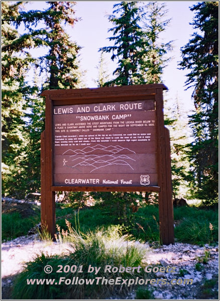 Historical Marker Snowbank Camp, Lolo Motorway, FR500, ID