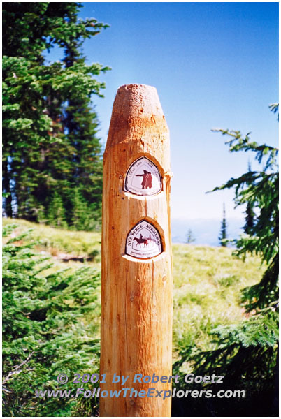 Schild Lewis & Clark und Nez Perce Trail, Lolo Motorway, FR500, Idaho