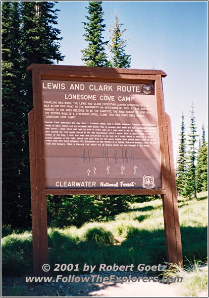 Gedenktafel Lonesome Cove Camp, Lolo Motorway, FR500, Idaho