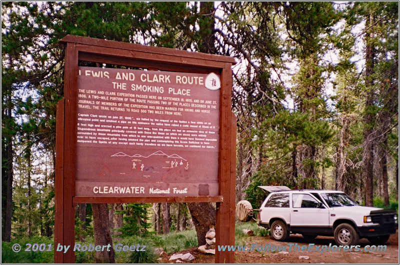 Historical Marker The Smoking Place, Second Campsite, Lolo Motorway, FR500, ID