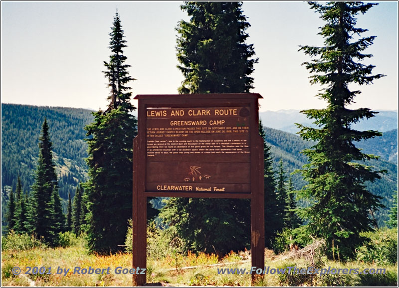 Schild Greensward Camp, Lolo Motorway, FR500, Idaho