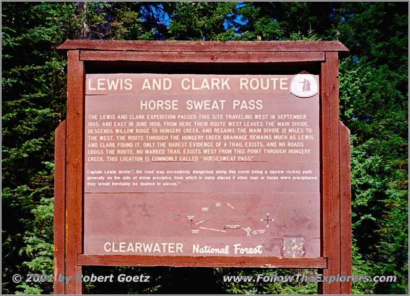 Schild Horse Sweat Pass, Lolo Motorway, FR500, Idaho