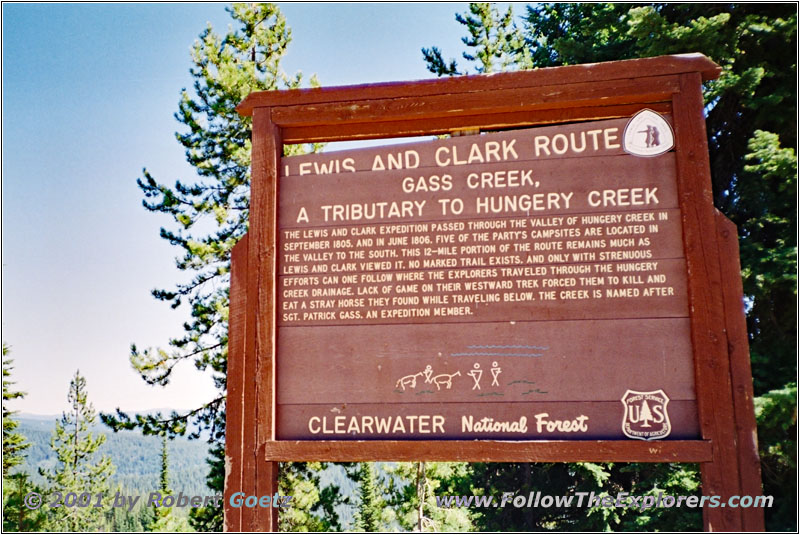 Schild Hungery Creek, Lolo Motorway, FR500, Idaho