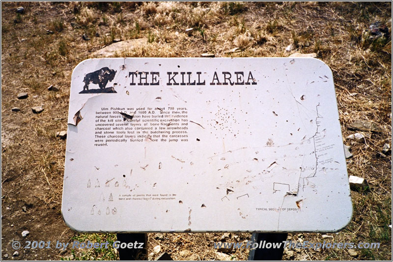 Sign, Buffalo Jump Site, Ulm Pushkin State Park, MT