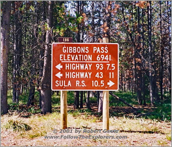 Sign Gibbons Pass, MT