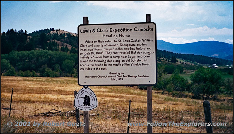 Gedenktafel Lewis & Clark Trail, Kelly Canyon Road, Montana