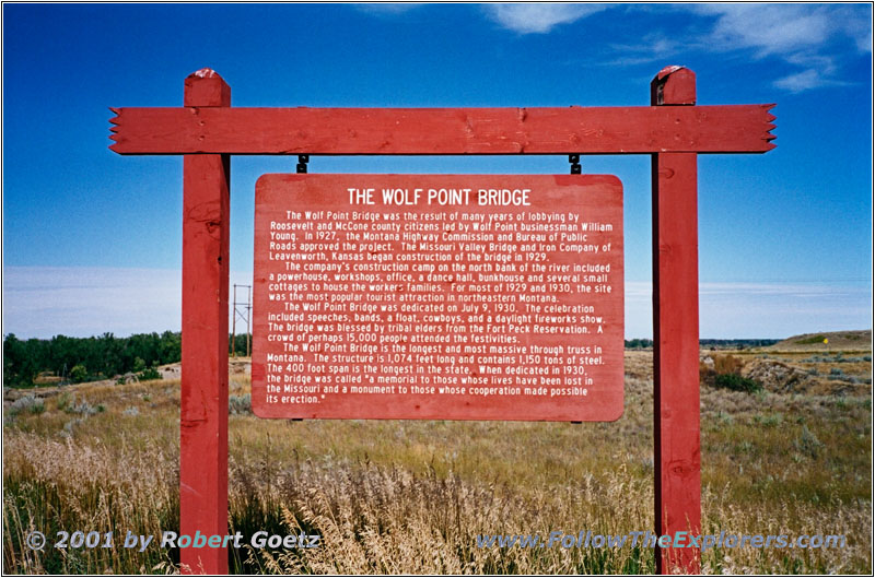 Gedenktafel Wolf Point Brücke, Montana