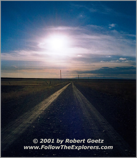 Sonnenuntergang Backroad, Montana