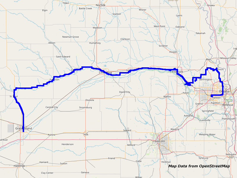 Map Omaha to Grand Island