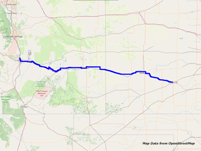 Map Pueblo to Dodge City