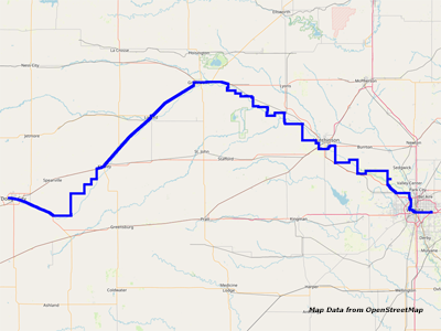 Map Dodge City to Wichita