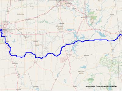 Karte Oklahoma City nach Ft. Smith Karte Oklahoma City nach Ft. Smith