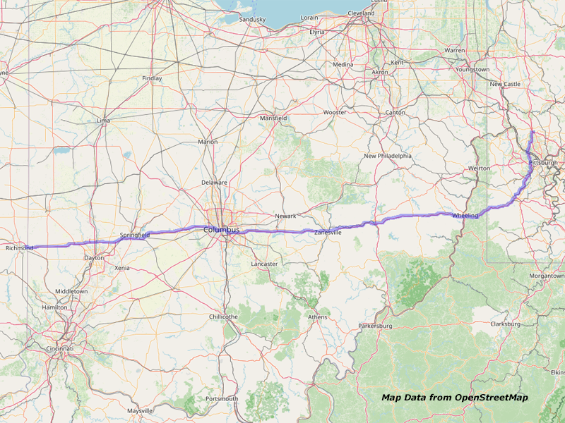 Map Richmond to Pittsburgh Map Richmond to Pittsburgh