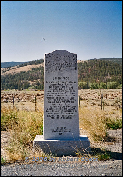 Gedenktafel Union Pass, Wyoming