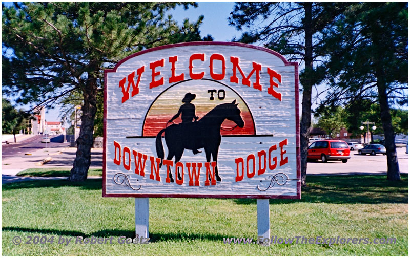 Schild Downtown Dodge City, Kansas
