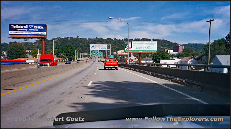Interstate 70, Wheeling, Staatsgrenze Ohio & West Virginia