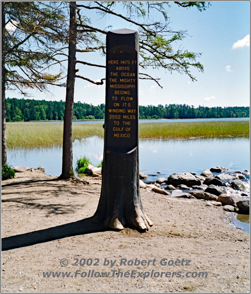 Schild Ursprung Mississippi River, Lake Itasca State Park, Minnesota